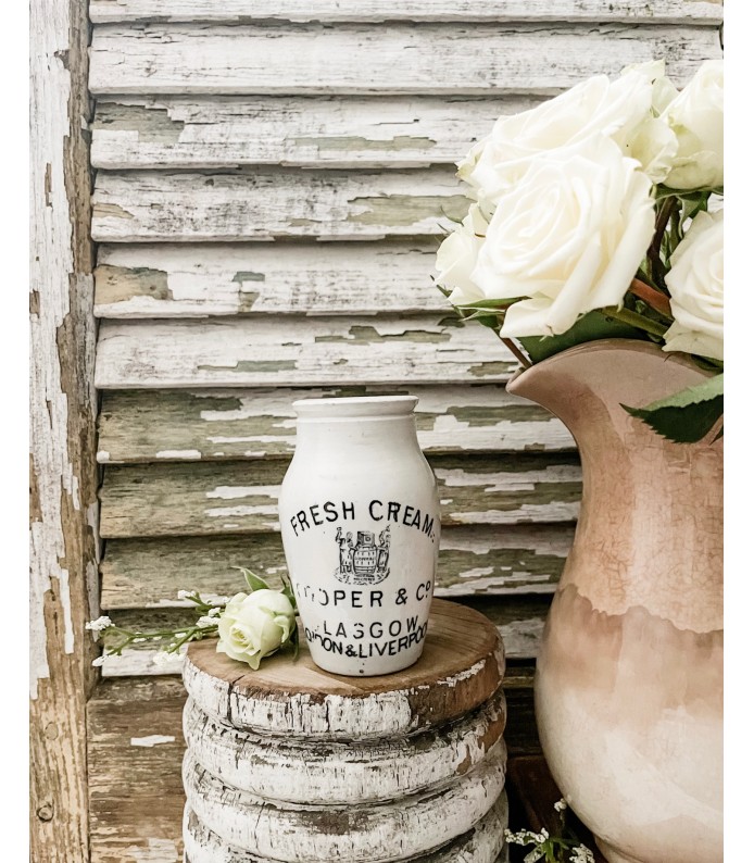 Antique English Rare Ironstone Cooper & Co. Fresh Cream Pot - Creamy White